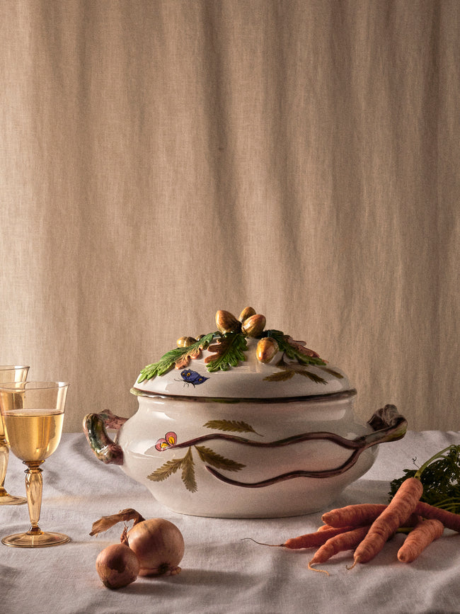 Fioravola - Acorns Hand-Painted Ceramic Tureen - White - ABASK