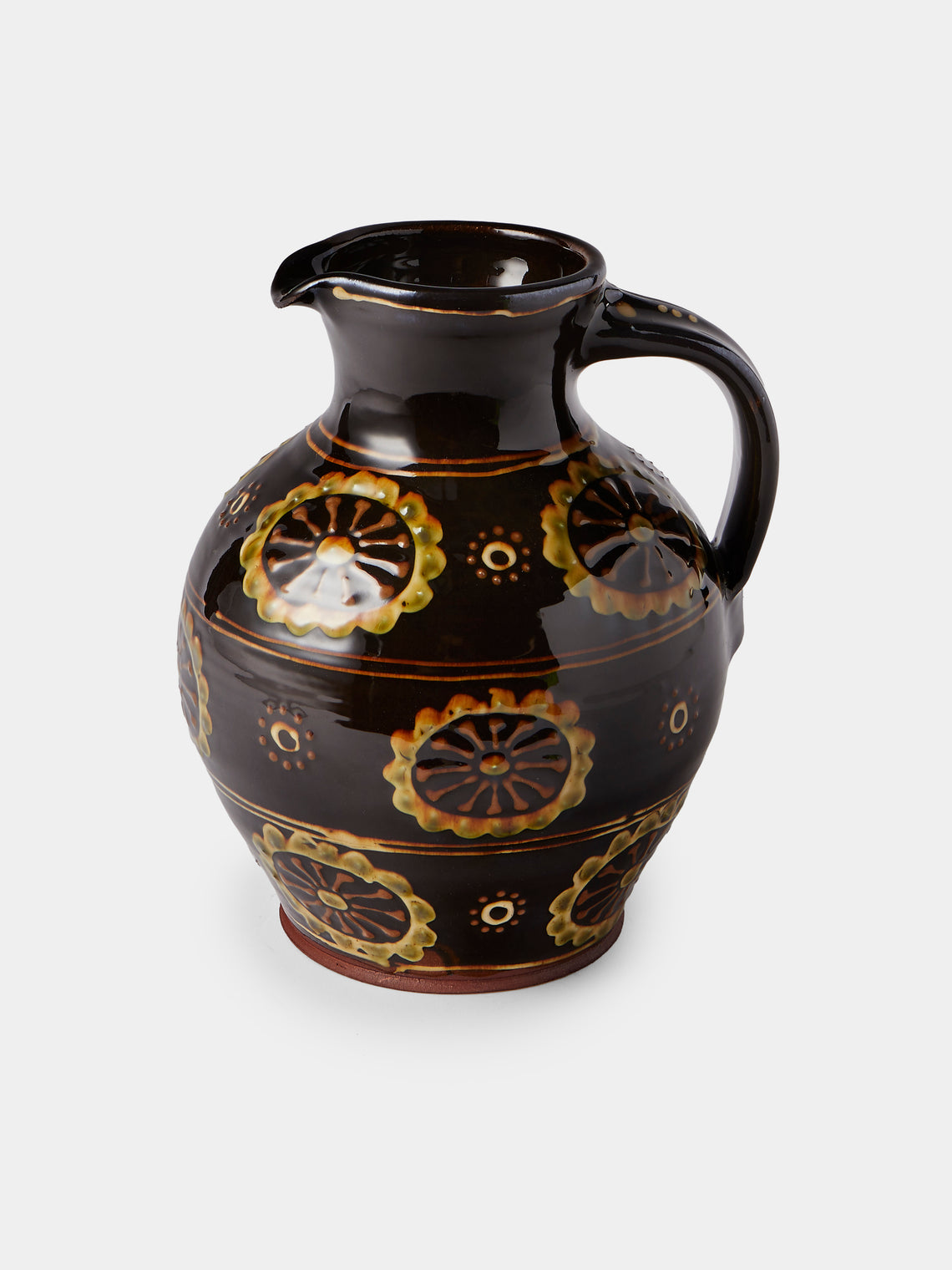 Fitch & McAndrew - Trail Flower Heads Slipware Jug - Black - ABASK - 