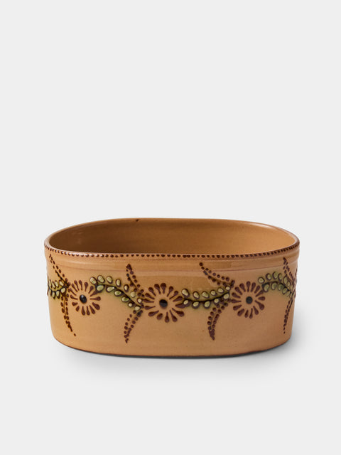 Poterie d’Évires - Flowers Hand-Painted Ceramic Mini Oval Dish - Cream - ABASK - 