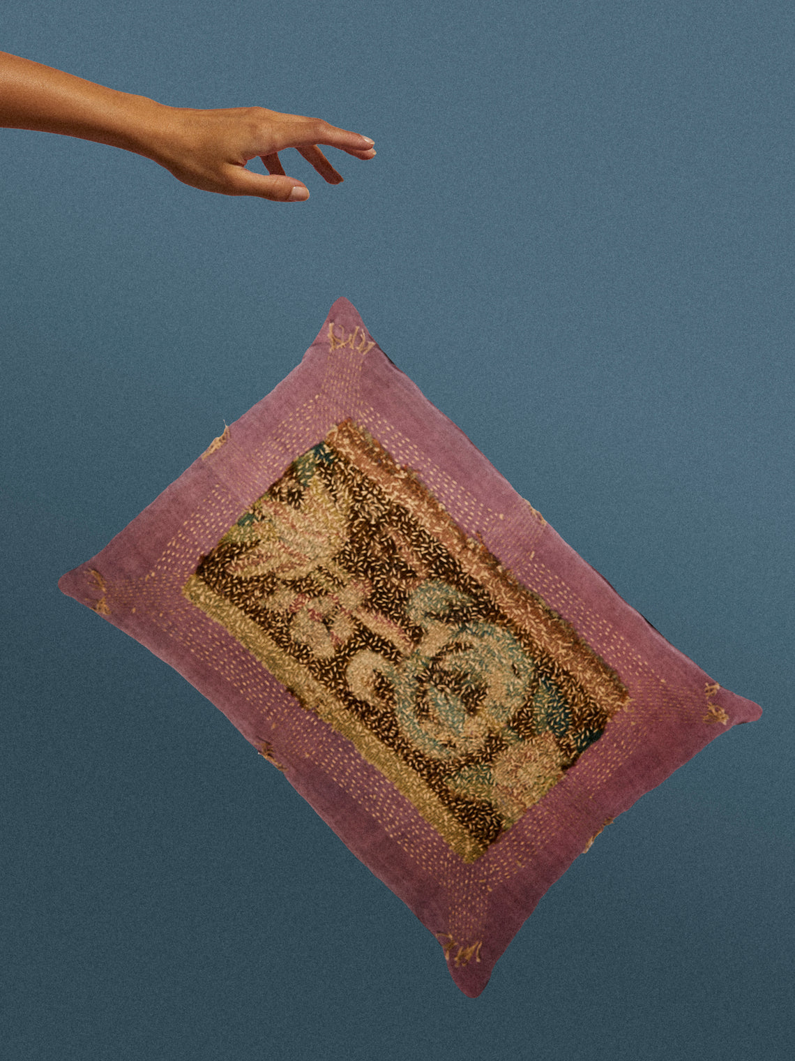By Walid - 17th-Century French Tapestry Linen Pillow (24.5in/62cm) - Multiple - ABASK