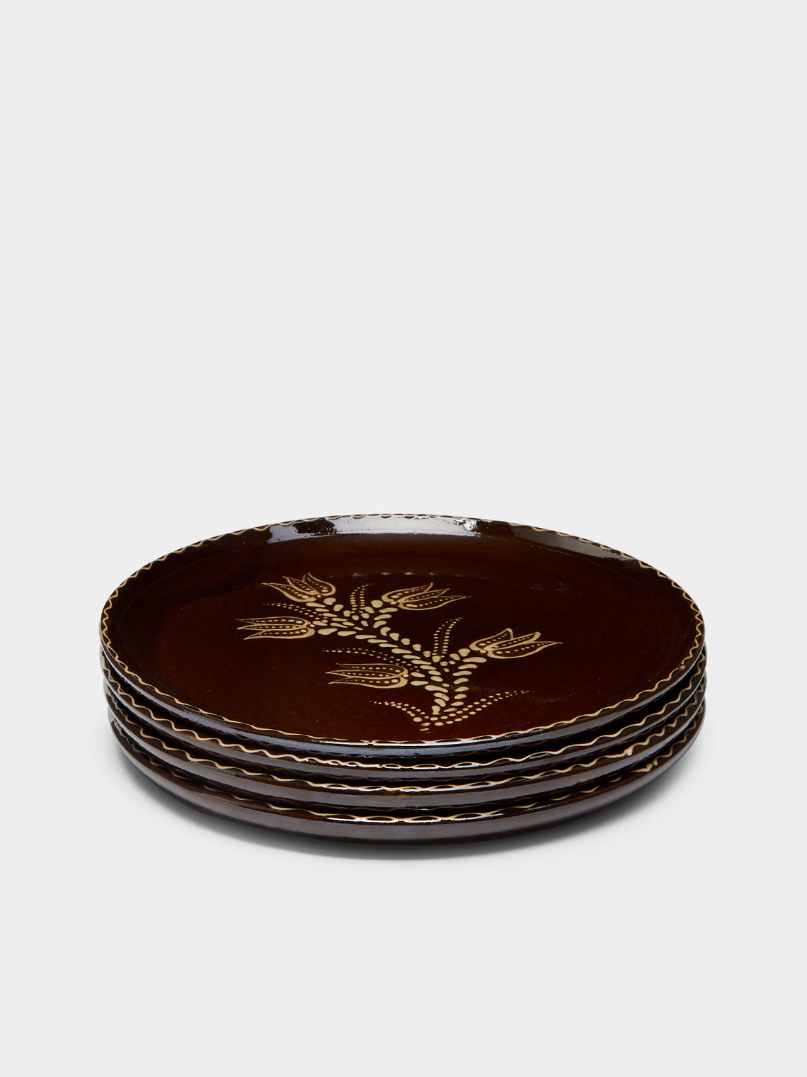 Poterie d’Évires - Flowers Hand-Painted Ceramic Dinner Plates (Set of 4) -  - ABASK