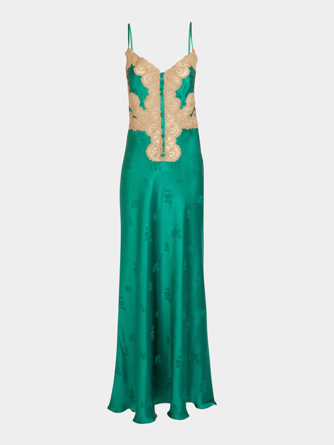 Loretta Caponi - Palmira Silk Dress | Size: S - Green - ABASK - 