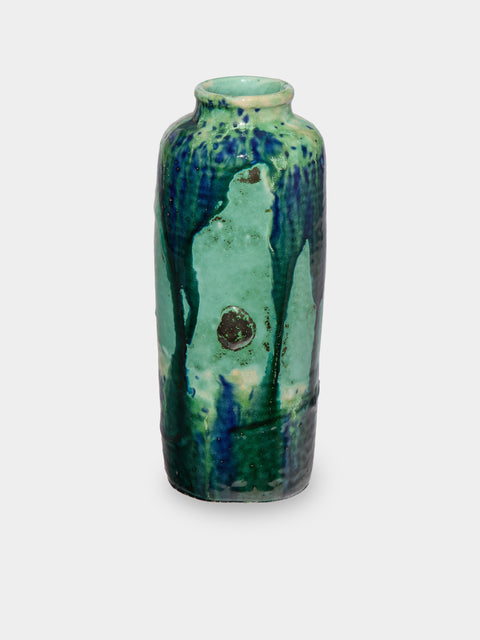 Antique and Vintage - Mid-Century Ceramic Vase (8.5in/21.5cm) - Green - ABASK - 