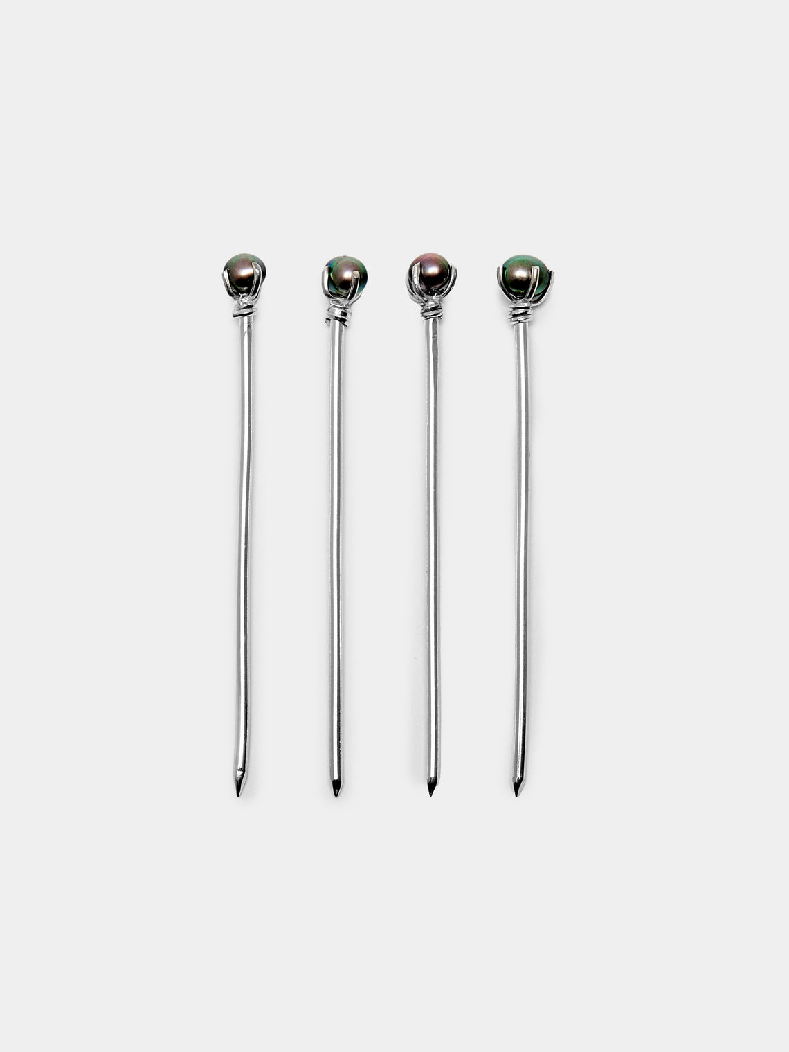 Black Pearl Sterling Silver Cocktail Picks (Set of 4)