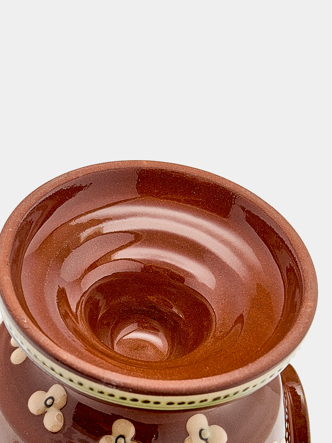 Poterie d’Évires - Flowers Hand-Painted Ceramic Small Raised Bowl - Light brown - ABASK