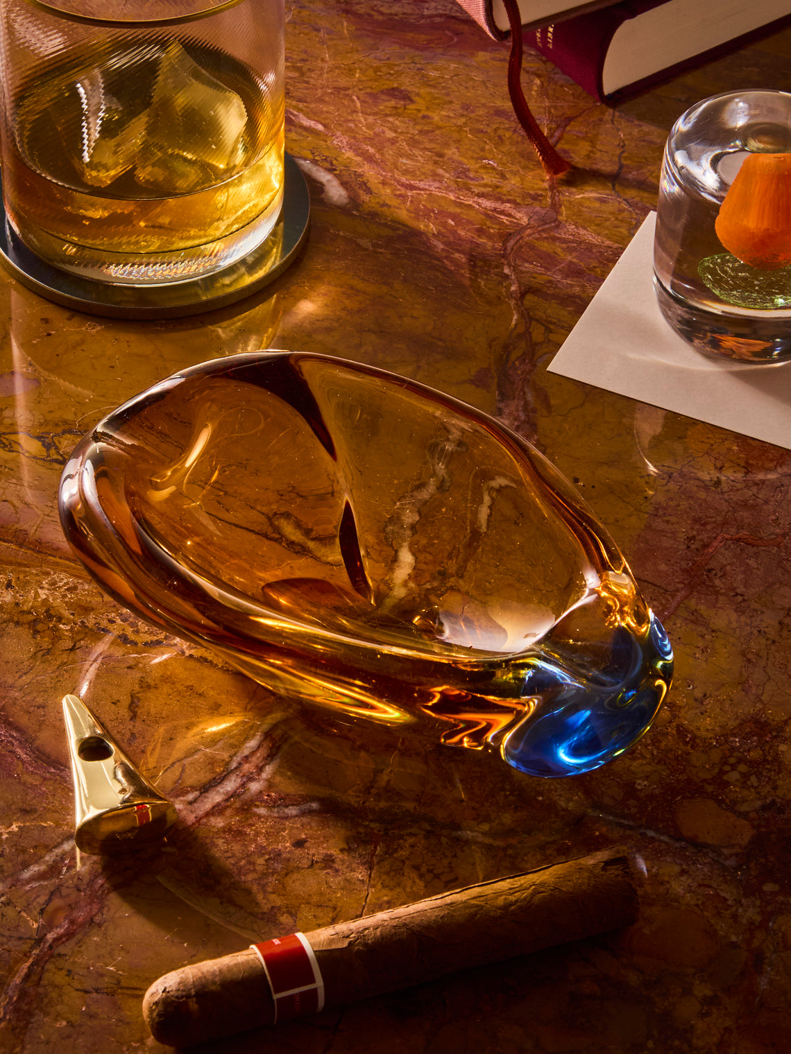Antique and Vintage - 1970s Murano Glass Ashtray - Orange - ABASK