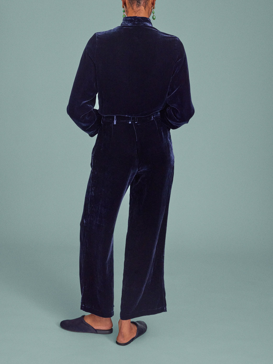 Yali Milano - Velvet Trousers | Size: S - Navy - ABASK