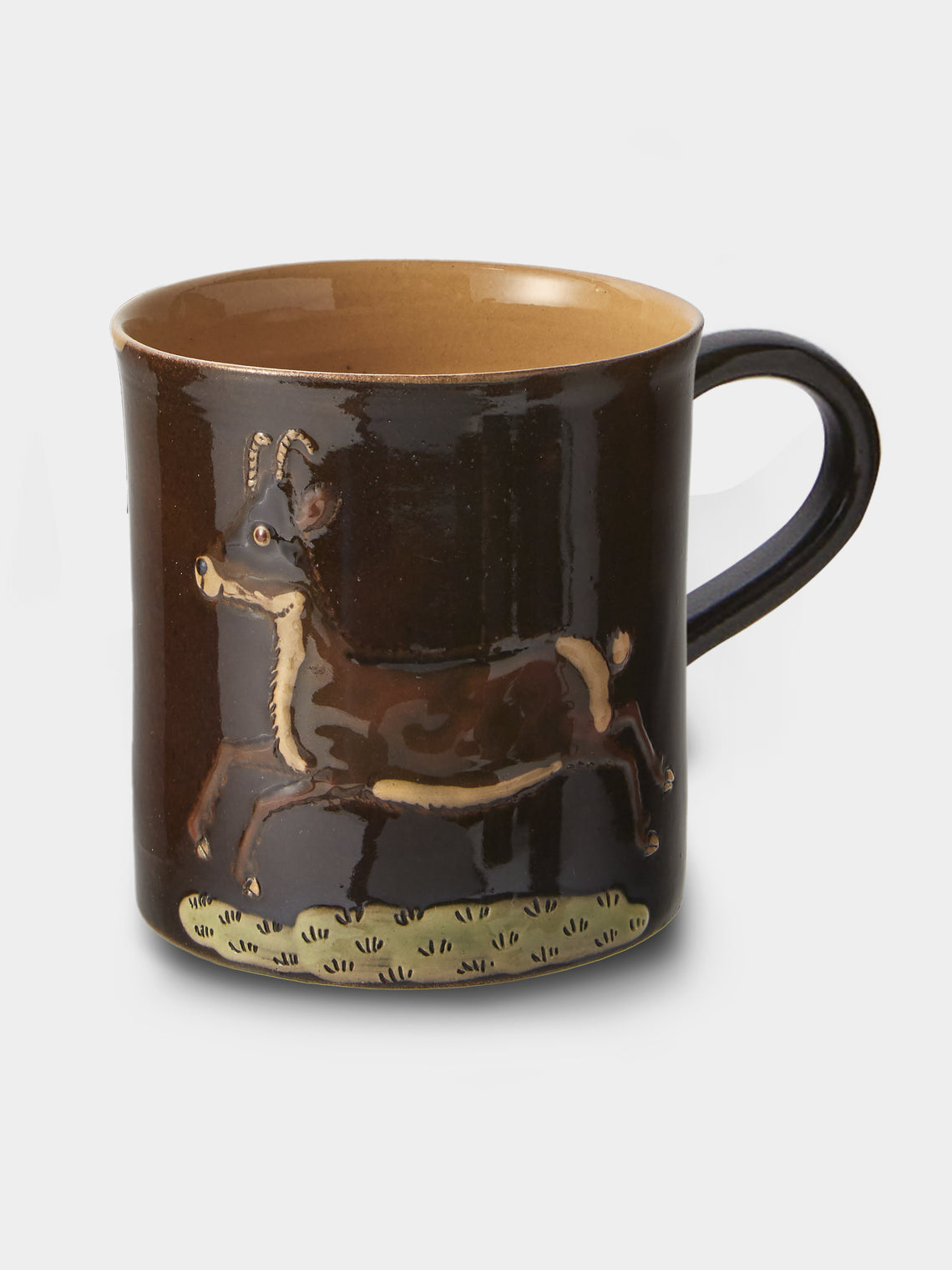 Poterie d’Évires - Animals Hand-Painted Ceramic Mugs (Set of 4) - Dark Brown - ABASK