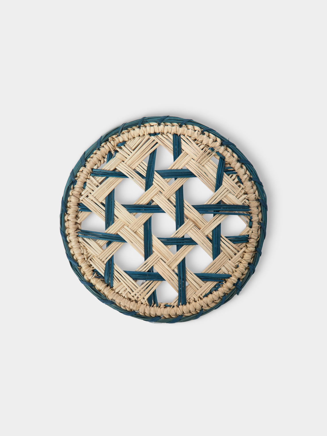 Artesanías del Atlántico - | Set of 6 | Espiga Handwoven Palm Coasters - Blue - ABASK