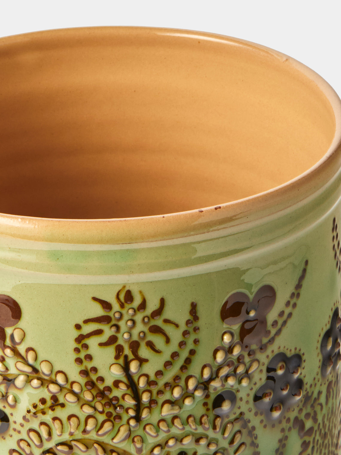 Poterie d’Évires - Flowers Hand-Painted Ceramic Utensil Pot - Green - ABASK