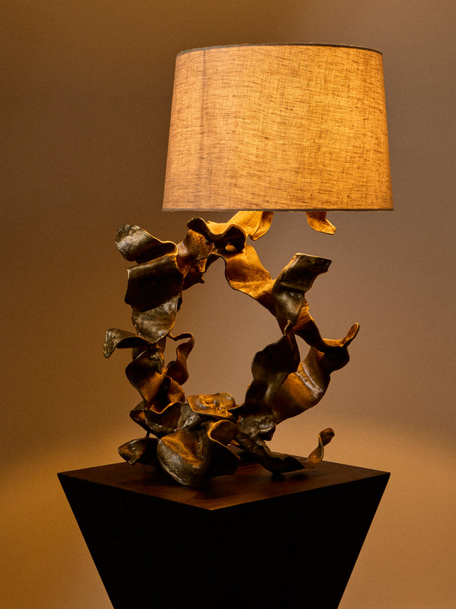 Viya - Hundred Petal Rose Brass Table Lamp - Brass - ABASK