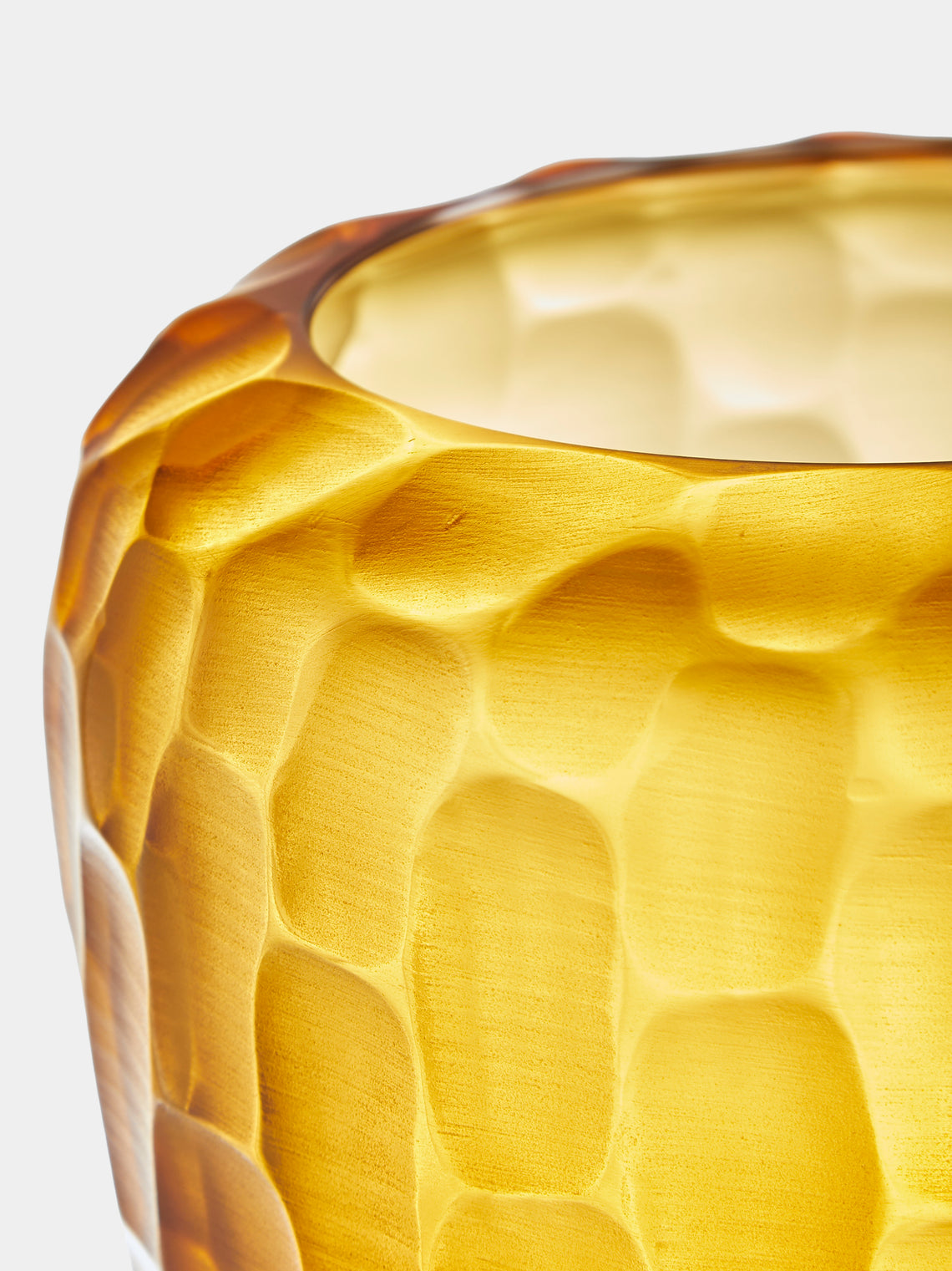 Micheluzzi Glass - Goccia Ambra Bamboo Hand-Blown Murano Glass Vase (9in/23cm) - Orange - ABASK