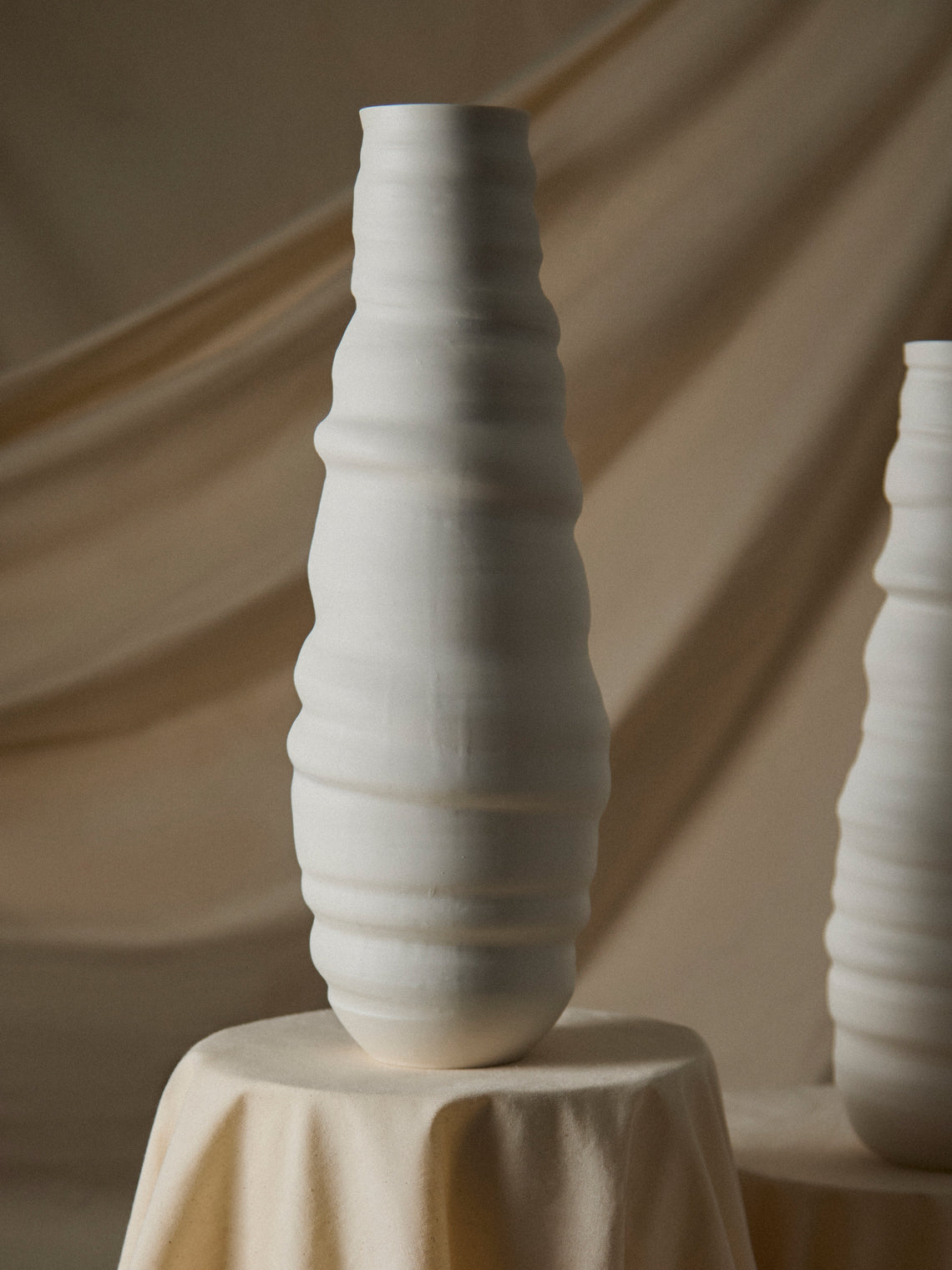 Johanne Coker - No. 7 Hand-Thrown Porcelain Vase (17.5in/45cm) - White - ABASK