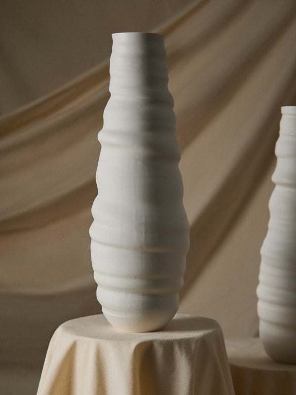 Johanne Coker - No. 7 Hand-Thrown Porcelain Vase (17.5in/45cm) - White - ABASK