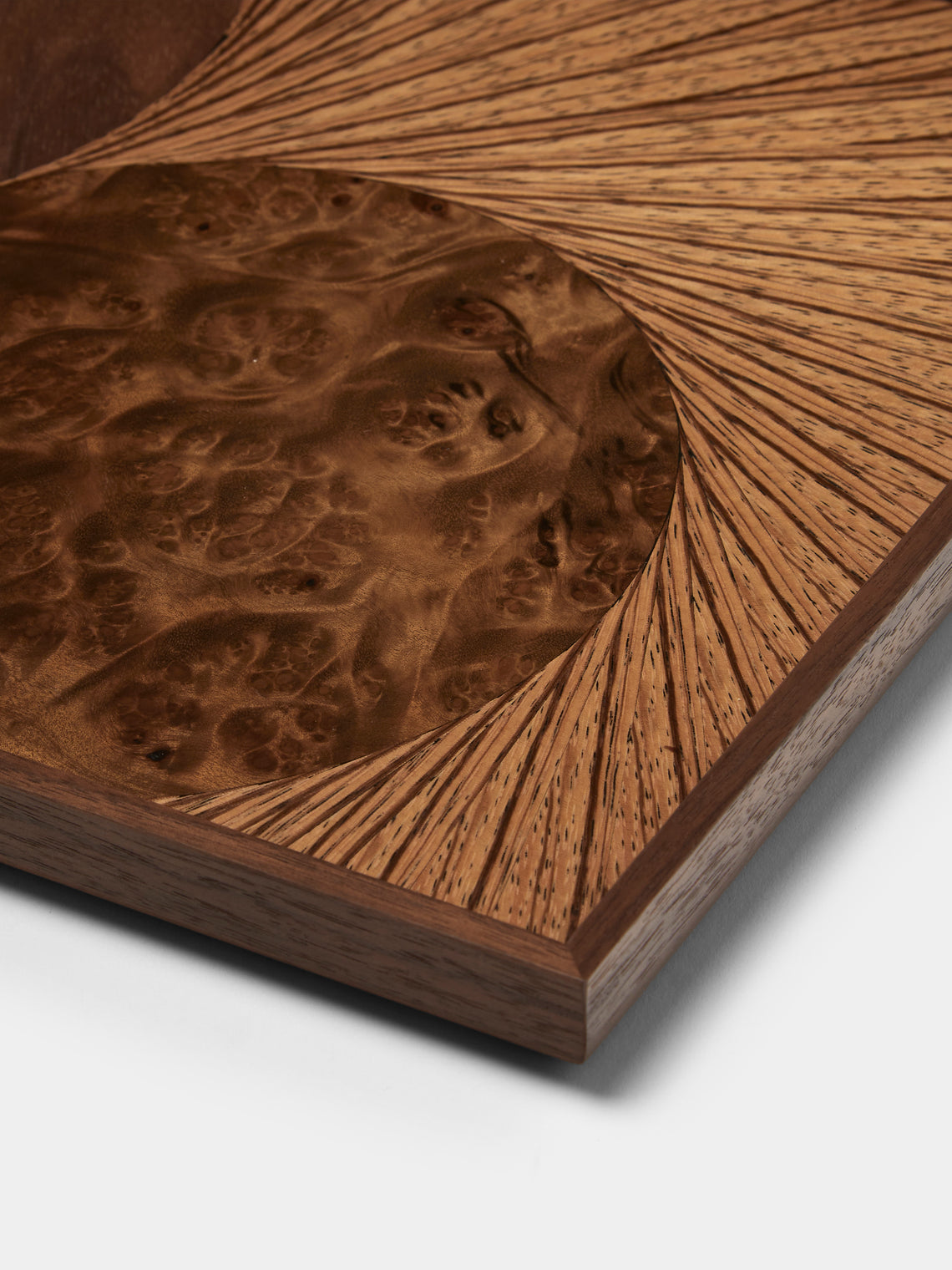 Mori Kougei - Flying Bird Poke Marquetry Wood Tray (14.5in/36.5cm) - Brown - ABASK