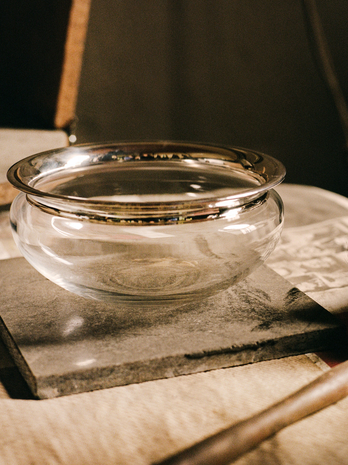 Coated Sterling Silver Glass Bowl