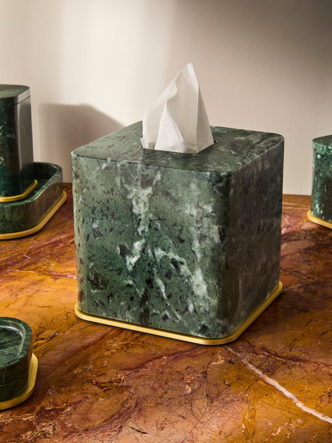 Giobagnara - Polo Marble Tissue Box - Green - ABASK