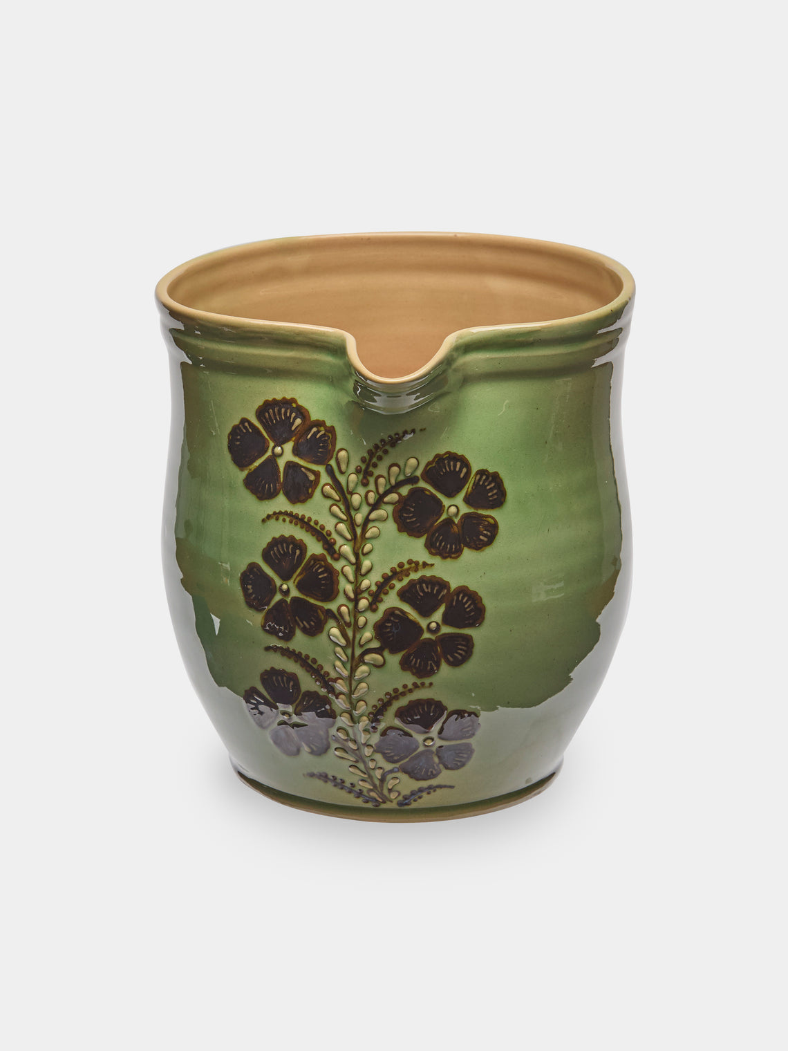 Poterie d’Évires - Flowers Hand-Painted Ceramic Jug (70.5oz/2L) - Green - ABASK