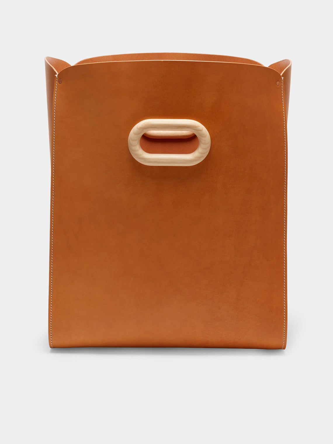 Otzi Studio - Leather Ample Large Storage Basket - Tan - ABASK