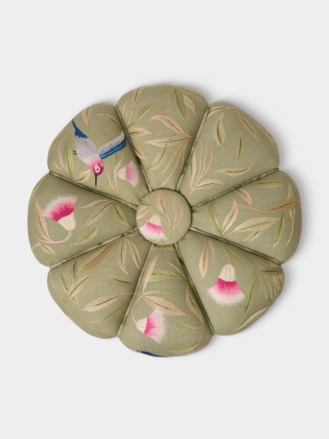 Bokja - Cynzia Embroidered Linen Pouf - Multiple - ABASK