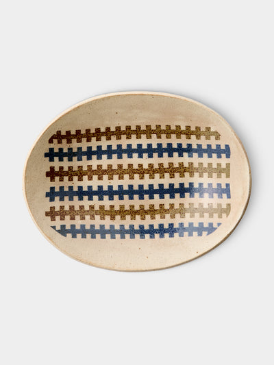 Makidani-gama - Nerikomi Ceramic Oval Plates – 11in/27.5cm (Set of 5) - Multiple - ABASK - 