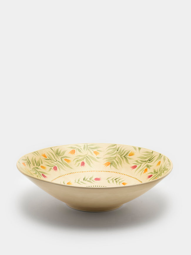 Rosanna Corfe - Doves and Daffodils Hand-Painted Ceramic Flared Bowl - Cream - ABASK - 