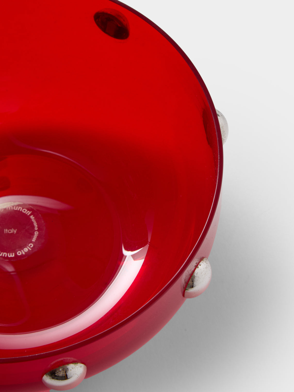 Antique and Vintage - 1969 Murano Glass and Silver-Plated Bowl - Red - ABASK