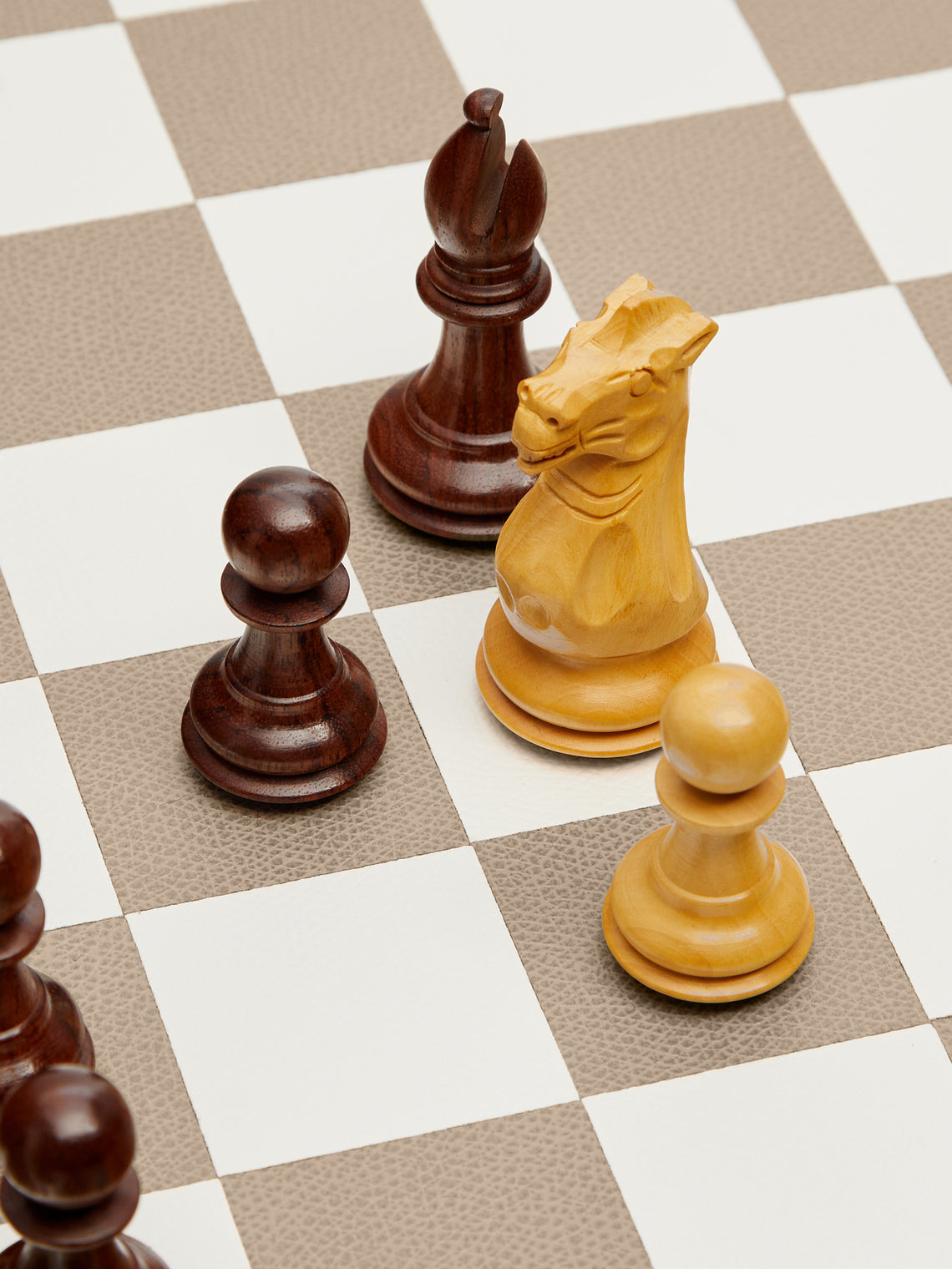 Giobagnara - Leather Triple Checkers, Chess and Dominoes Compendium - Taupe - ABASK