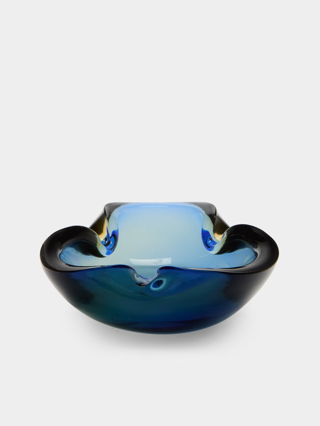Antique and Vintage - Mid-Century Murano Glass Ashtray - Blue - ABASK - 