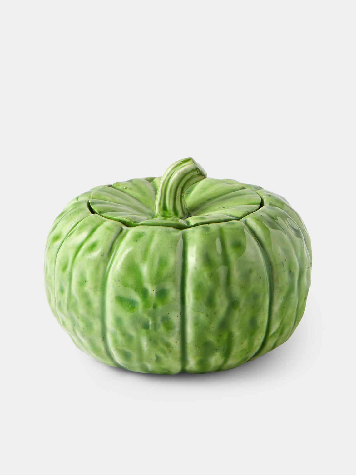 Antique and Vintage - 1940s Ginori 1735 Majolica Ceramic Squash Serving Tureen - Green - ABASK - 