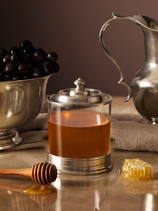 Cosi Tabellini - Sirmione Pewter Honey Pot with Drizzler - Silver - ABASK