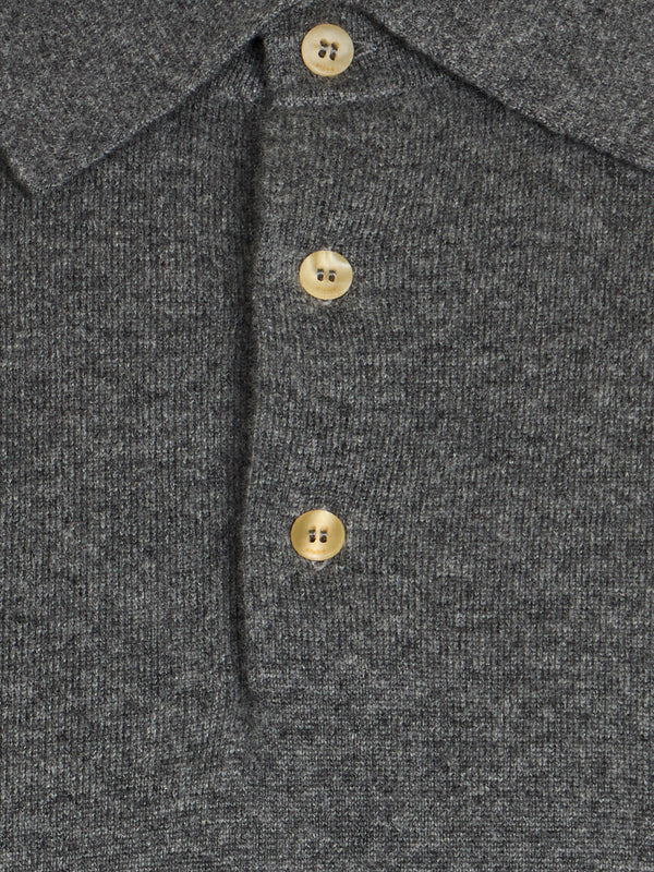 Arch4 - Chapman Baby Goat Cashmere Long-Sleeved Polo Top | Size: M - Gray - ABASK