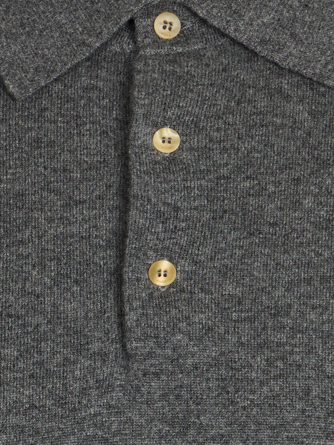 Arch4 - Chapman Baby Goat Cashmere Long-Sleeved Polo Top | Size: M - Gray - ABASK