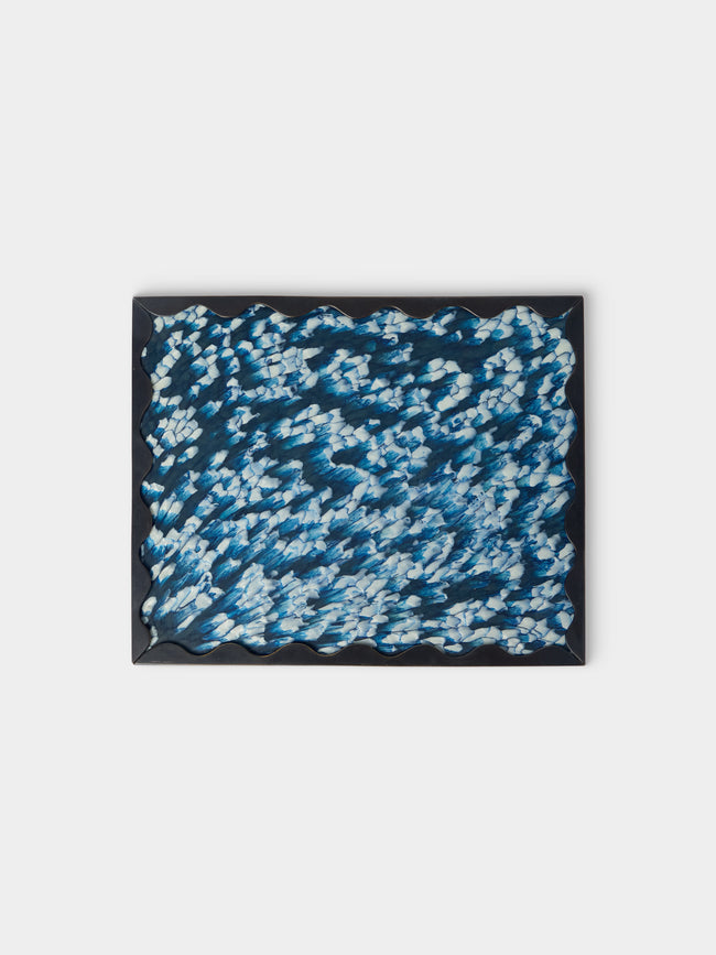 Droulers - Ondine Burnished Brass Tray (10in/25cm) - Blue - ABASK