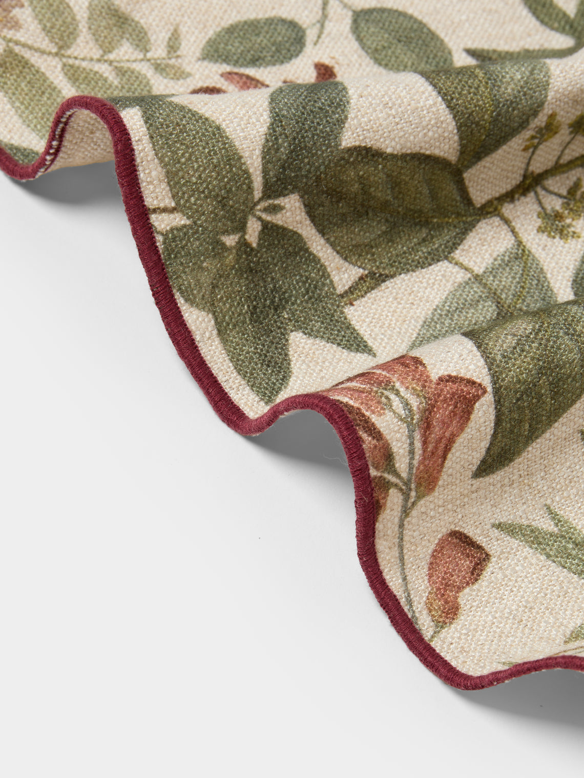 Borgo delle Tovaglie - Filo Sottobosco Embroidered Linen Round Tablecloth (86.5in/2.2m) - Green - ABASK