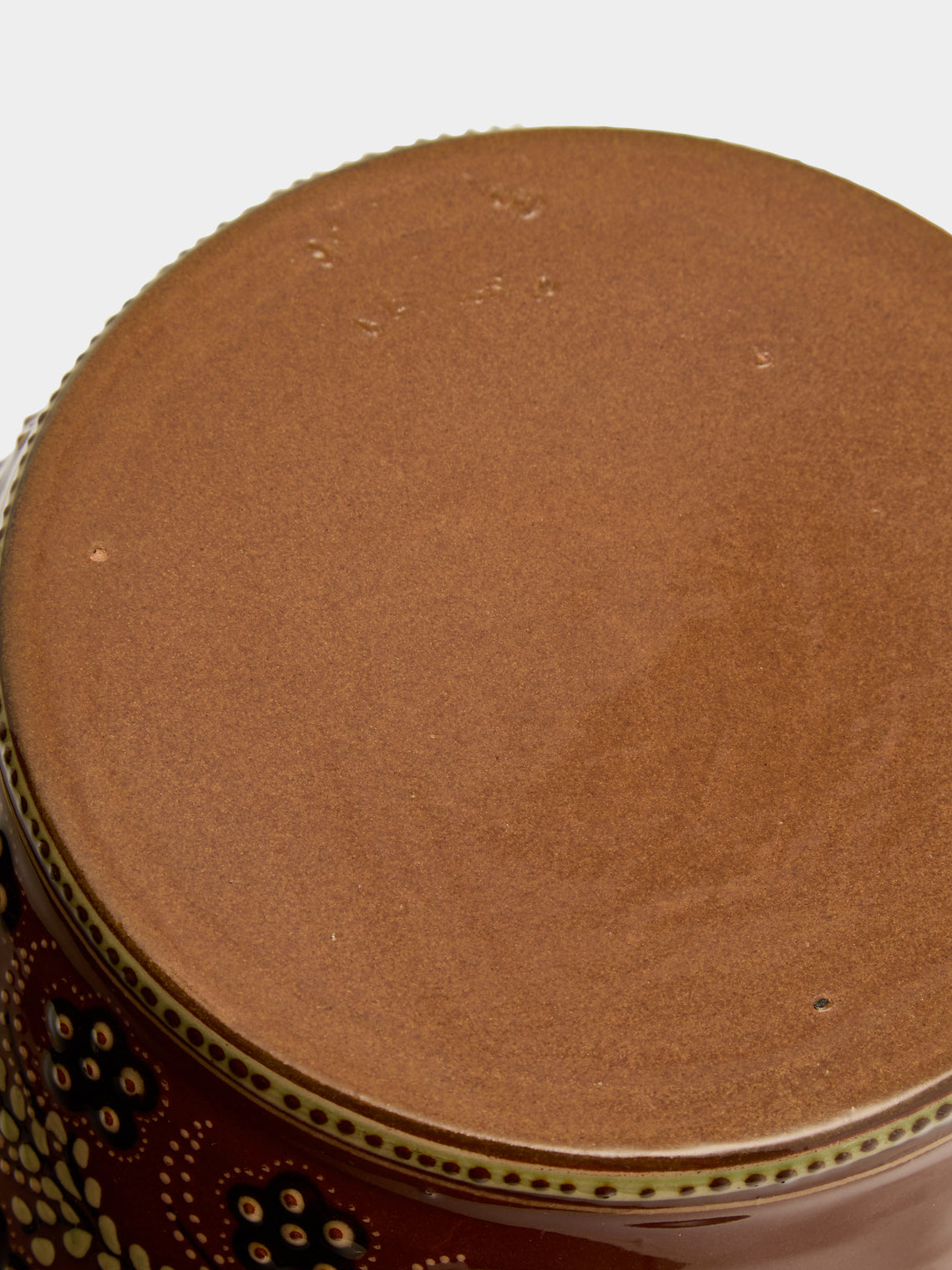 Poterie d’Évires - Flowers Hand-Painted Ceramic Large Handled Serving Bowl - Light brown - ABASK