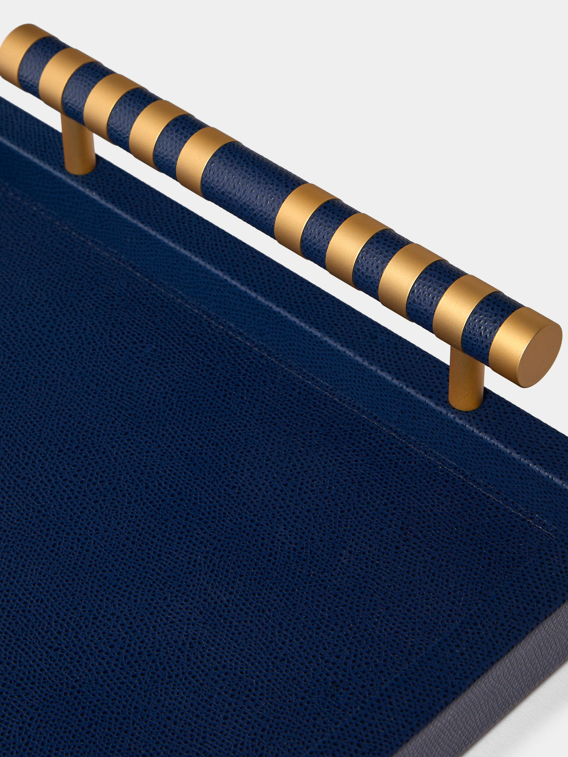 Pinetti - Saturno Leather Tray (17.5in/45cm) - Navy - ABASK