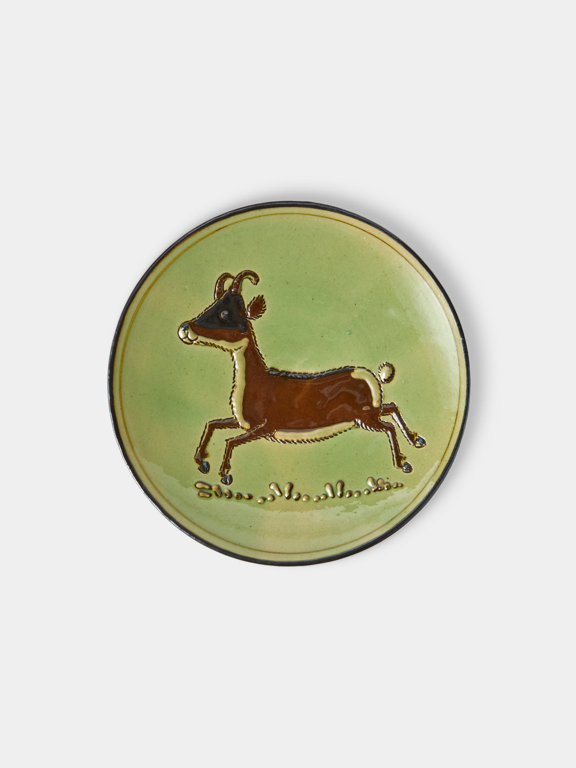 Poterie d’Évires - Animals Hand-Painted Ceramic Plates – 5.5in/14cm (Set of 4) - Green - ABASK