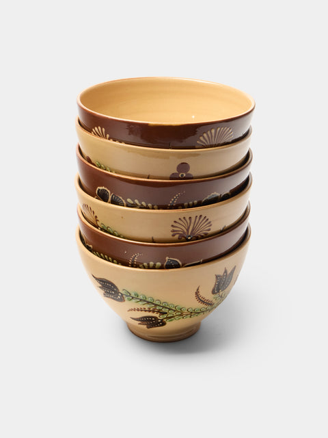 Poterie d’Évires - Flowers Hand-Painted Ceramic Bowls (Set of 6) - Cream - ABASK - 