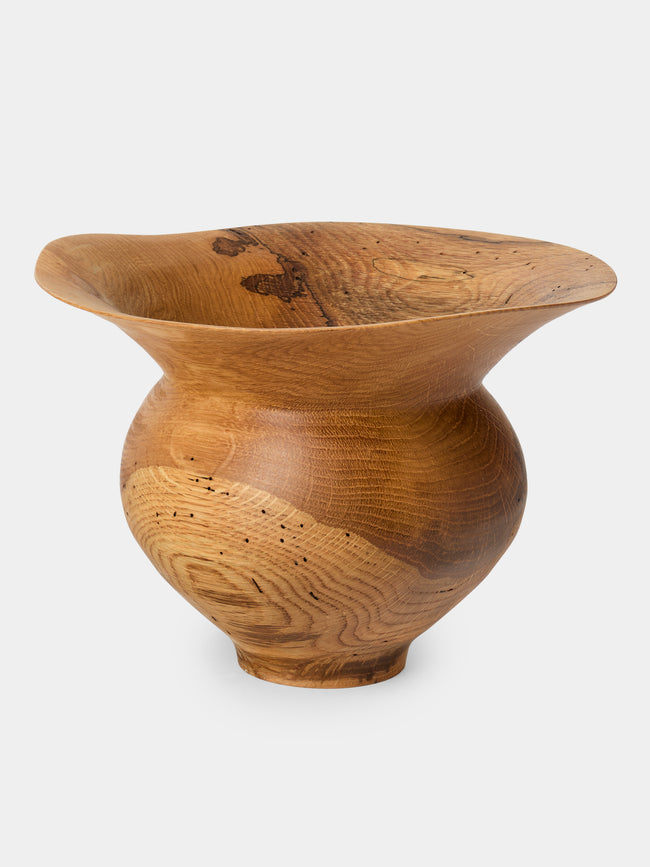 Iida Woodturning - Hand-Turned Ash Oil-Finish Vase (11.5in/29.5cm) - Brown - ABASK - 
