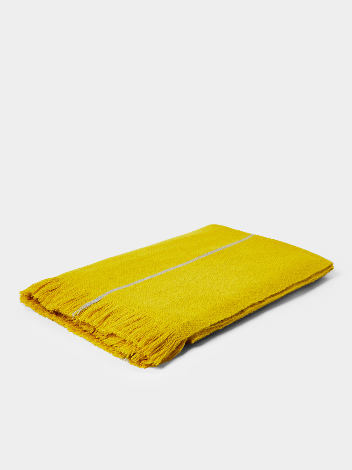 Otherways - 3 Lines Handwoven Yak Blanket (79in/2m) - Yellow - ABASK