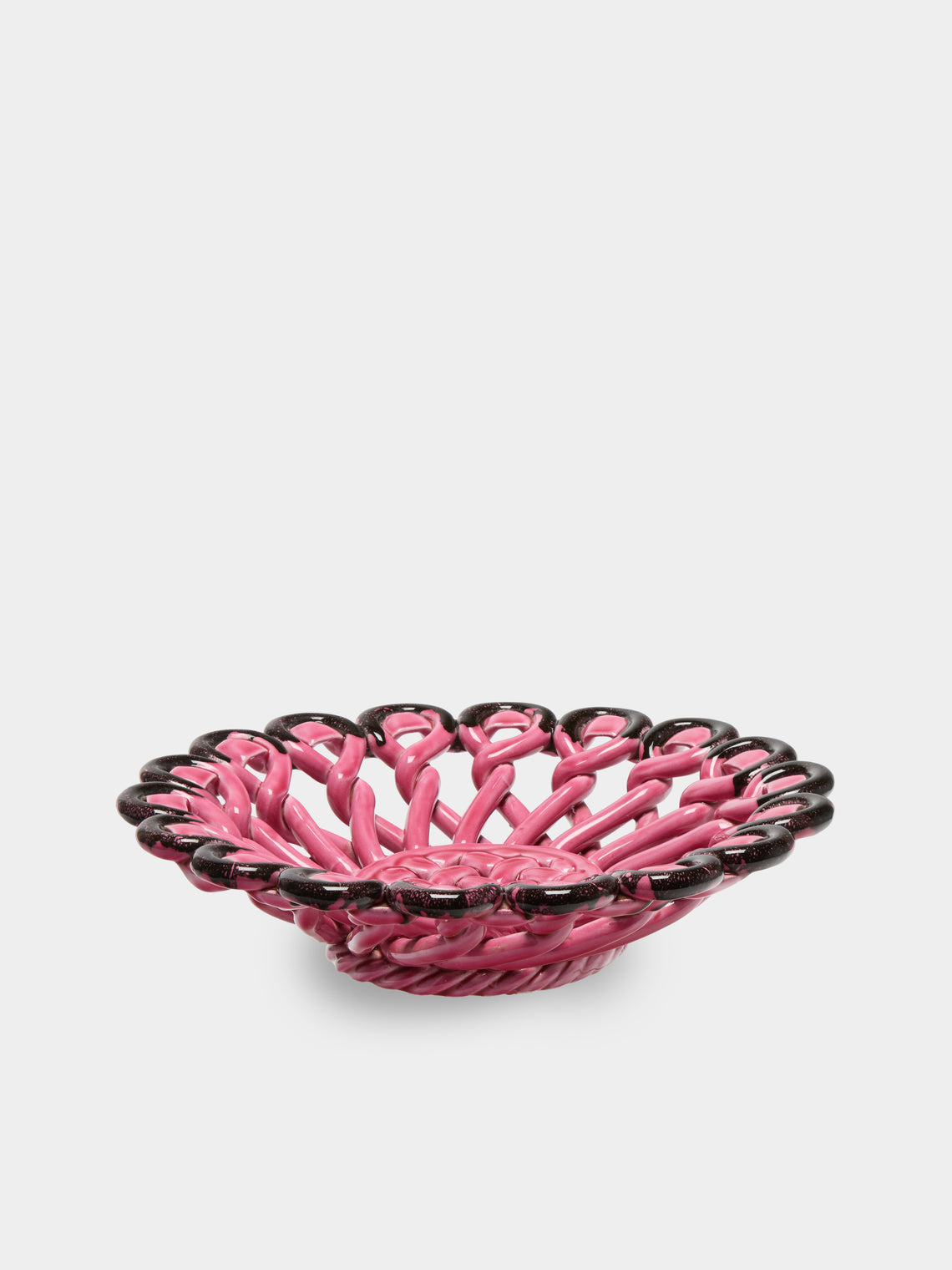 Antique and Vintage - 1950s Vallauris Braided Ceramic Bowl - Pink - ABASK - 