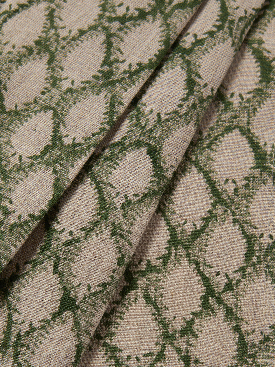 Chamois - Cypress Block-Printed Linen Napkins (Set of 4) - Green - ABASK