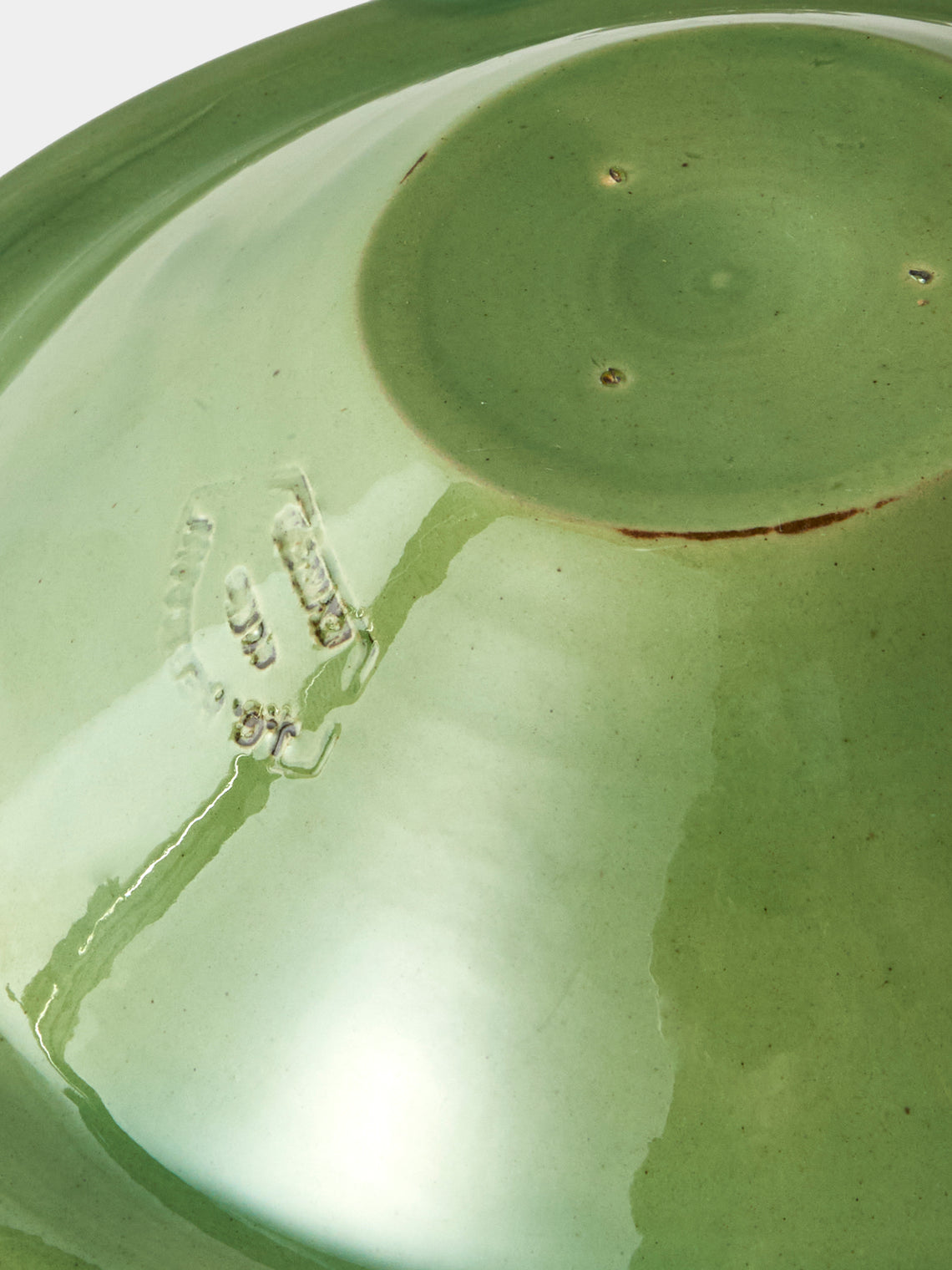 Poterie d’Évires - Strawberries Hand-Painted Ceramic Small Serving Bowl - Green - ABASK