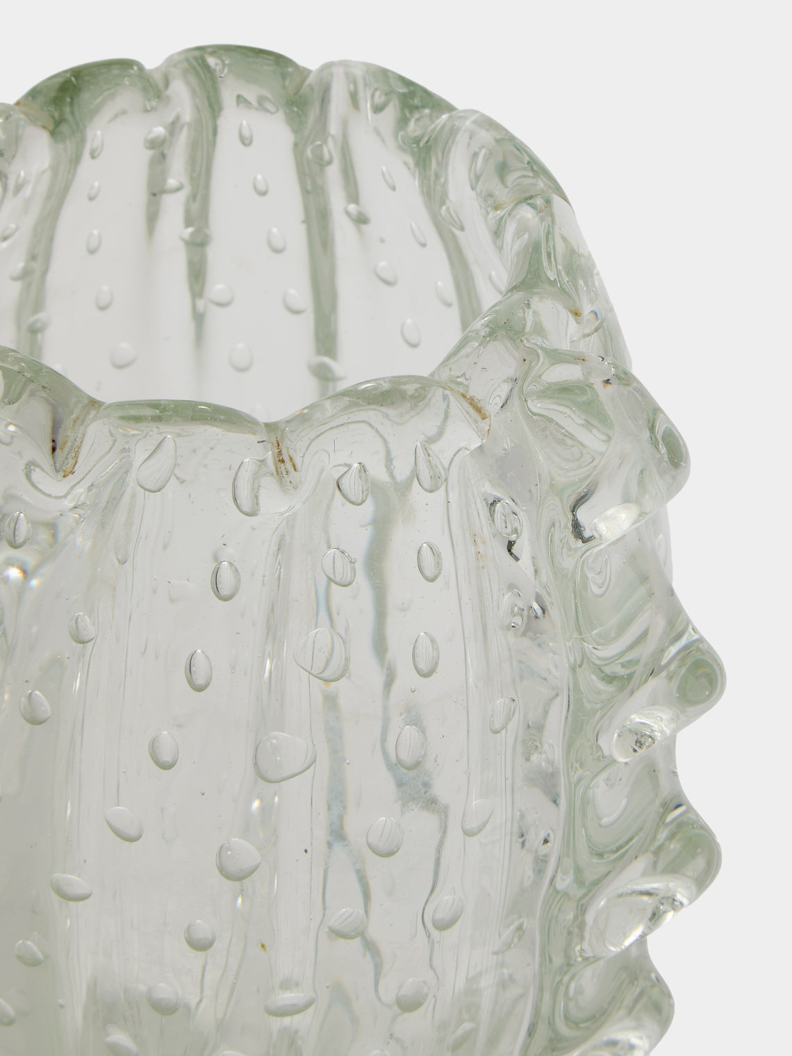 Antique and Vintage - 1930s Ercole Barovier Rostrato Glass Vase (8in/20.5cm) - Clear - ABASK