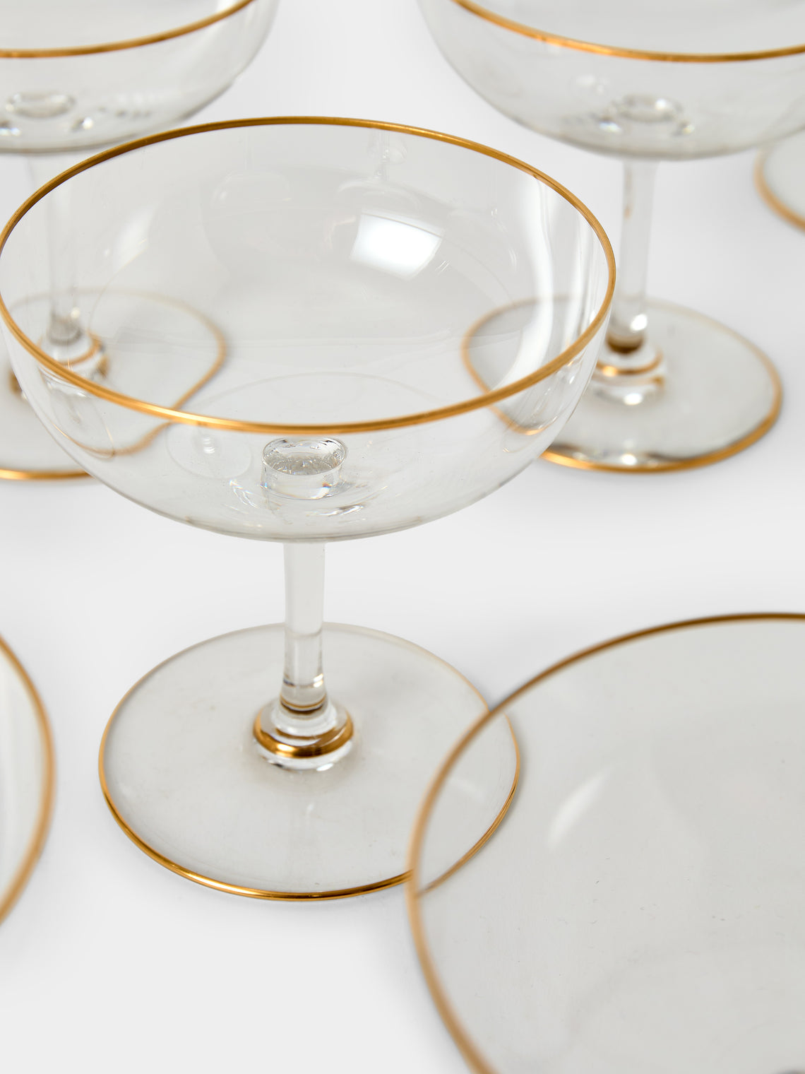 Antique and Vintage - 1900s Baccarat Crystal Champagne Coupes (Set of 12) - Clear - ABASK