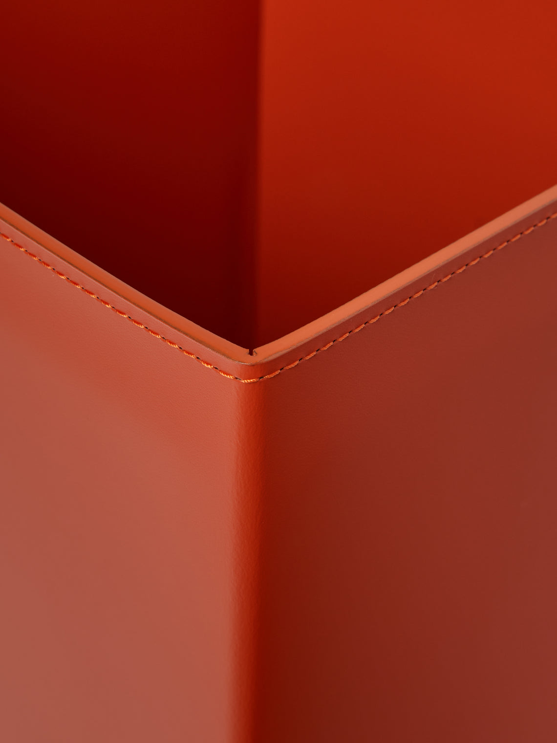 RUDI - Bino Leather Square Lidded Wastepaper Bin - Orange - ABASK