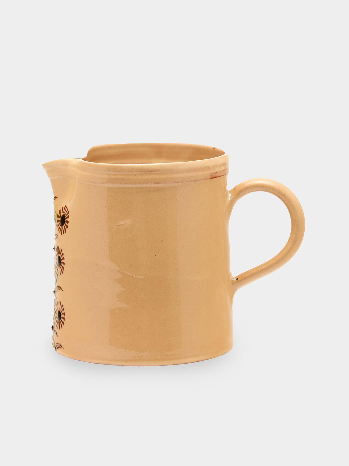 Poterie d’Évires - Flowers Hand-Painted Ceramic Straight-Edge Jug (70.5oz/2L) - Cream - ABASK