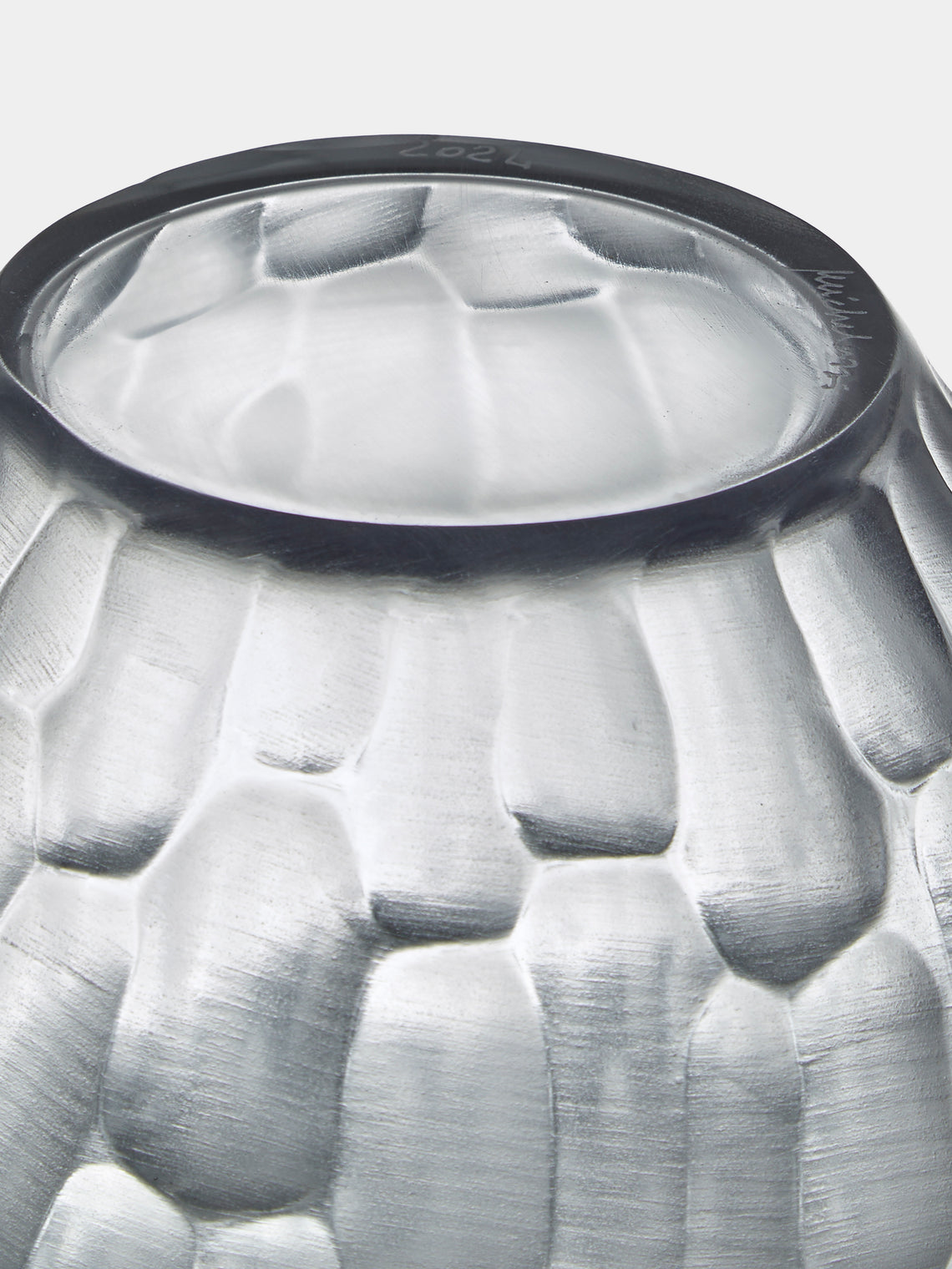 Micheluzzi Glass - Goccia Acciaio Bamboo Hand-Blown Murano Glass Vase (8in/20cm) - Gray - ABASK