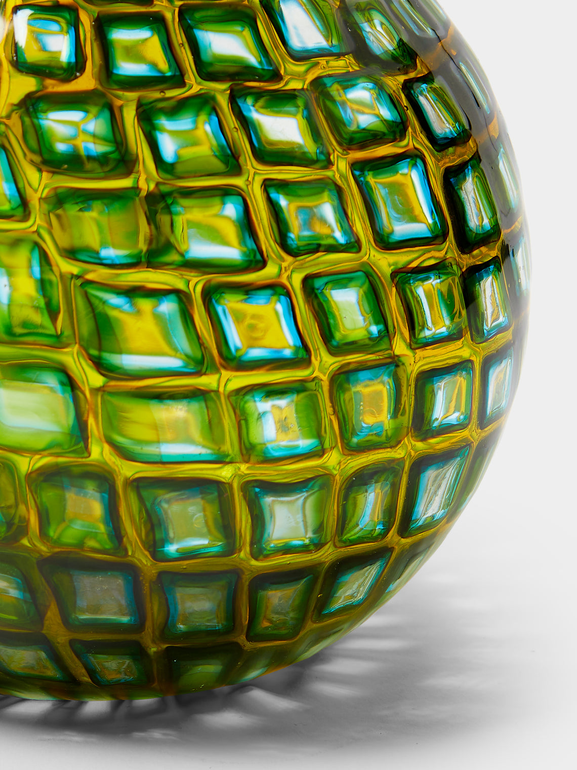 Venini - 1940 Carlo Scarpa Romane Murrine Murano Glass Vase (7in/18cm) - Green - ABASK